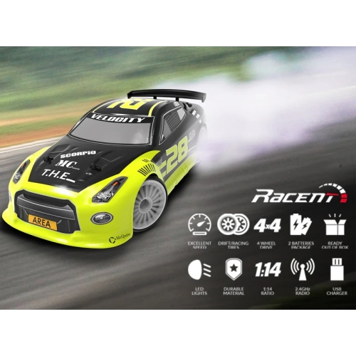 RACENT Model Samochodu Drift Car 1/14 4WD 785-42 609GB2 - silnik szczotkowy / kolor żółty