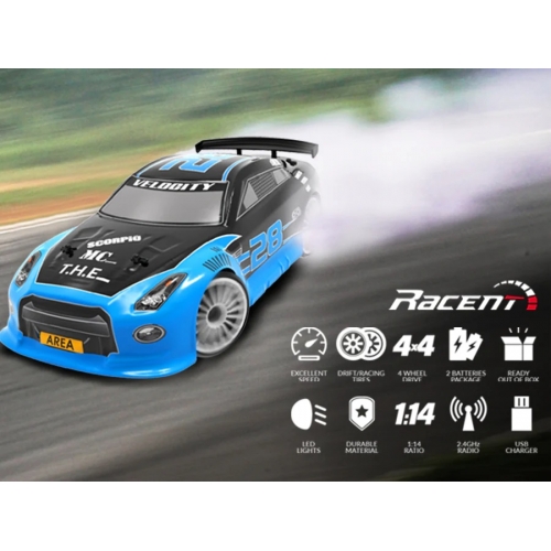 RACENT Model Samochodu Drift Car 1/14 4WD 609KB2 - silnik szczotkowy / kolor niebieski