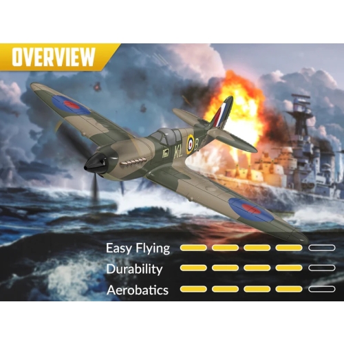 Volantex RC Spitfire z systemem stabilizacji Xpilot One Key Aerobatic Idealny dla początkujących 761-12G RTF