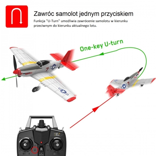 VolantexRC Mini Mustang P-51D z systemem stabilizacji Xpilot One Key Aerobatic Idealny dla początkujących 761-5 RTF
