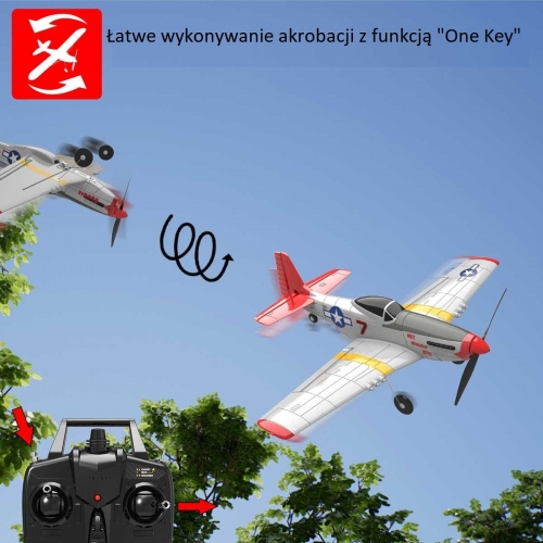 VolantexRC Mini Mustang P-51D z systemem stabilizacji Xpilot One Key Aerobatic Idealny dla początkujących 761-5 RTF