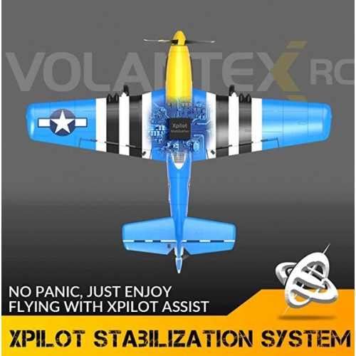 VolantexRC Mini Mustang P-51D z systemem stabilizacji Xpilot One Key Aerobatic Idealny dla początkujących 761-5 V2 RTF Blue