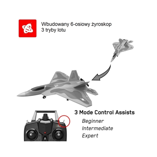 Volantex RC F22 Raptor z systemem stabilizacji Xpilot One Key Aerobatic Idealny dla początkujących 761-7 RTF