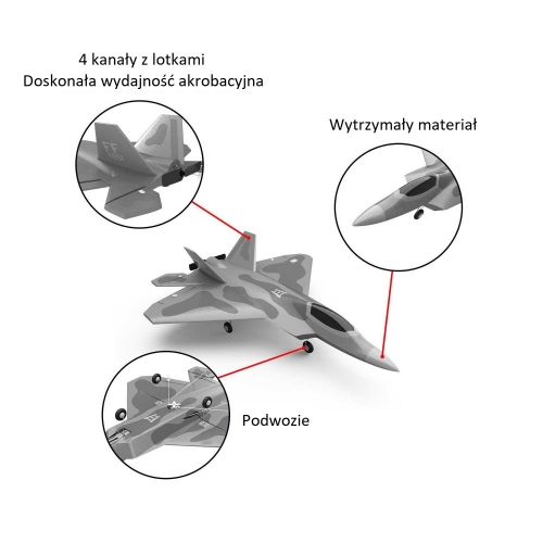 Volantex RC F22 Raptor z systemem stabilizacji Xpilot One Key Aerobatic Idealny dla początkujących 761-7 RTF