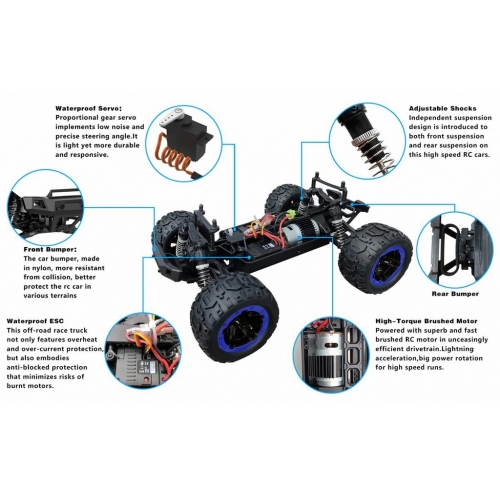 RACENT Samochód Monster Truck Crossy 4WD 1/16 785-5 RBB2 - silnik szczotkowy / kolor niebieski