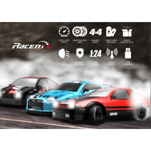 RACENT Model Samochodu Drift Master 1/24 4WD 926BRB2 - silnik szczotkowy / kolor czarny